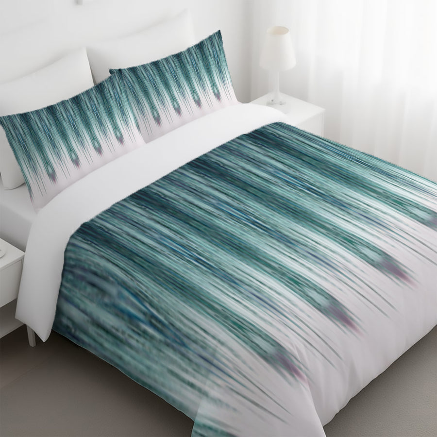 Peacock Rain Stripes Duvet Cover