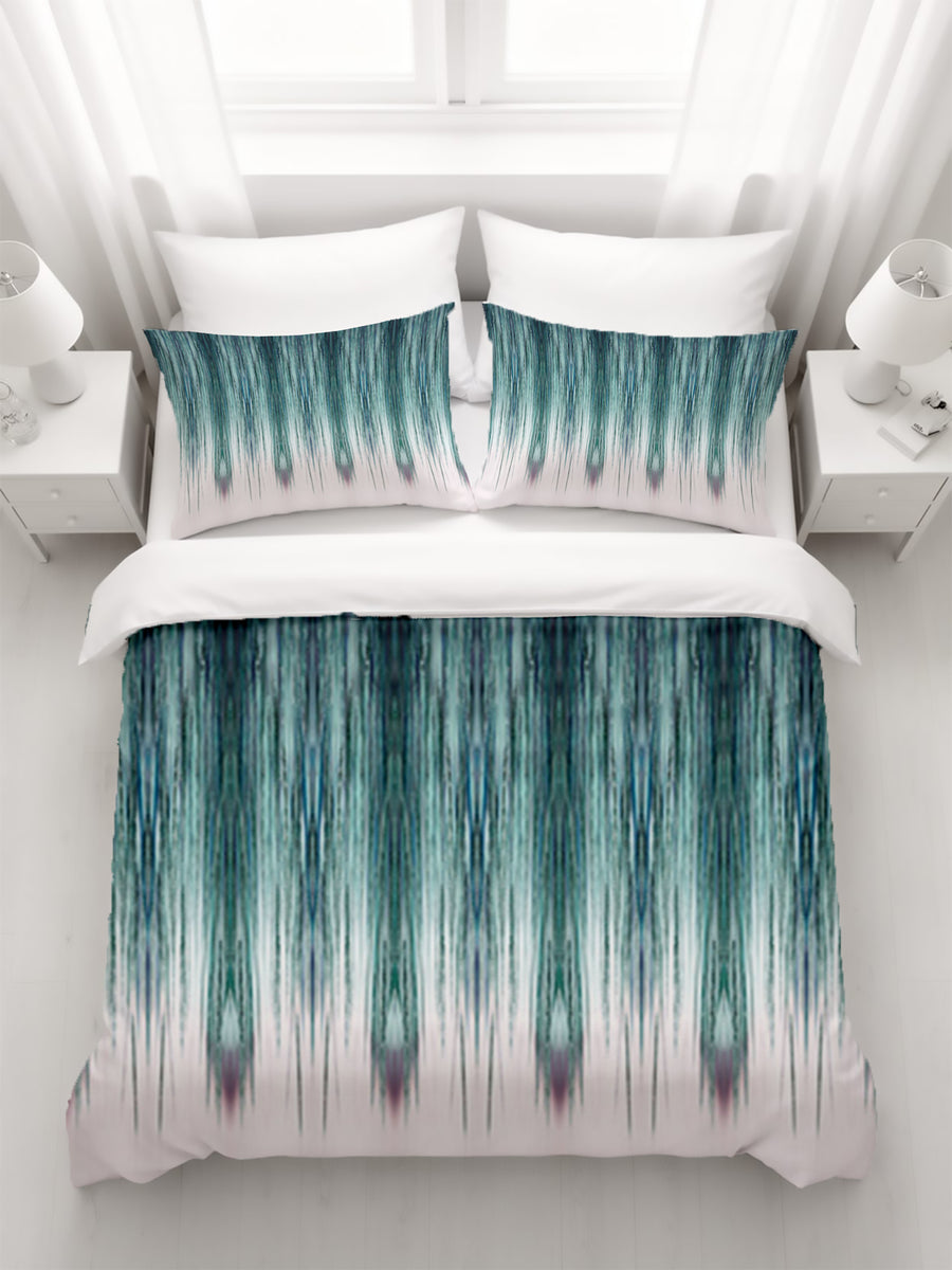 Peacock Rain Stripes Duvet Cover