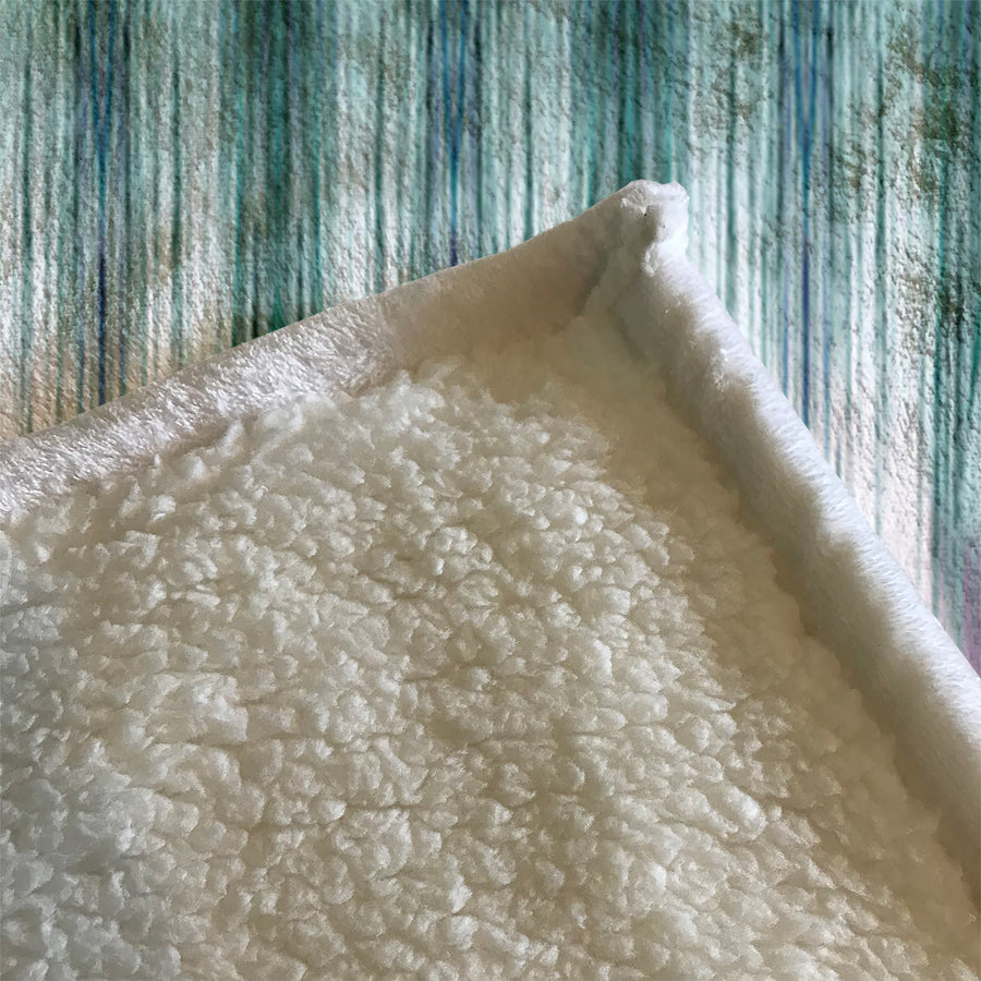 Peacock Rain Stripes Fleece Sherpa Blanket