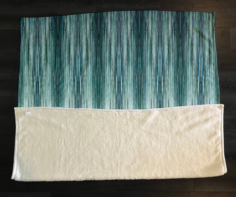 Peacock Rain Stripes Fleece Sherpa Blanket