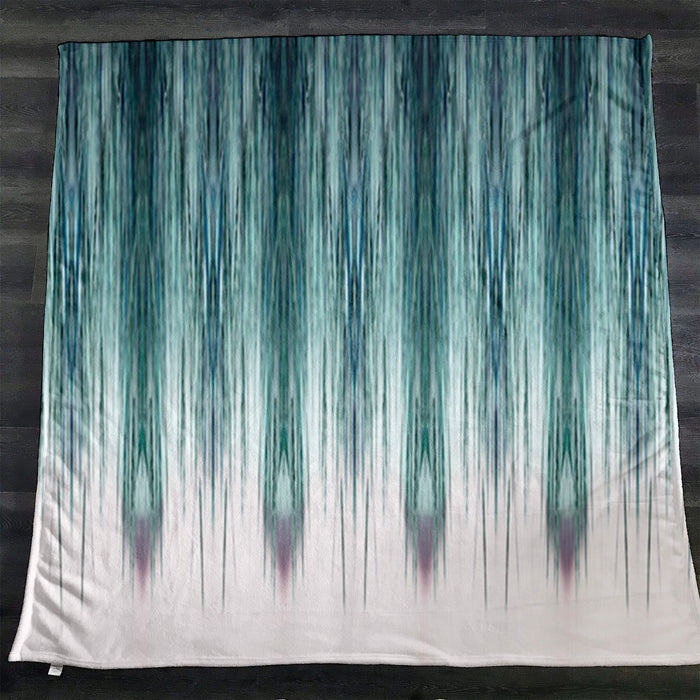 Peacock Rain Stripes Fleece Sherpa Blanket