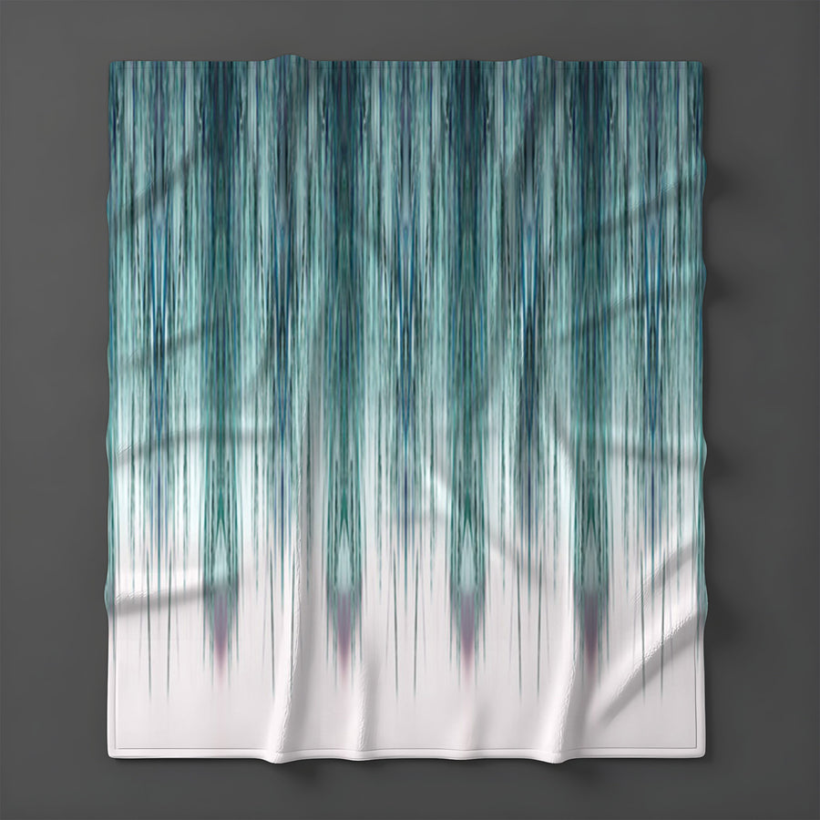 Peacock Rain Stripes Fleece Sherpa Blanket