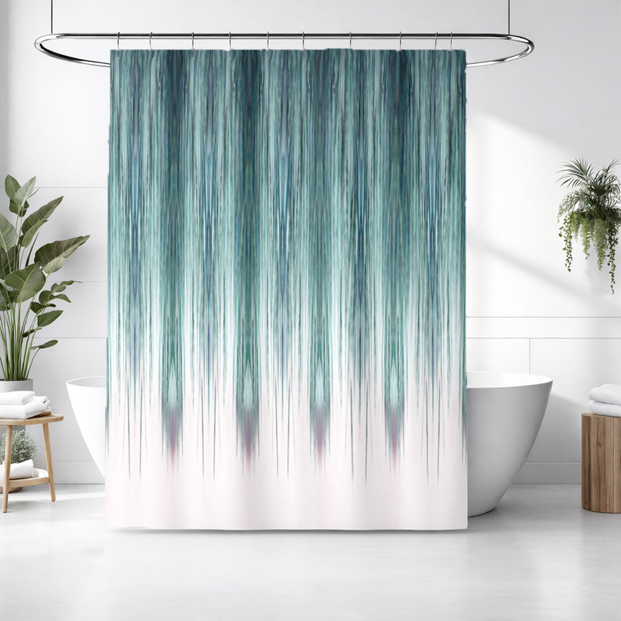 Peacock Rain Stripes Shower Curtain