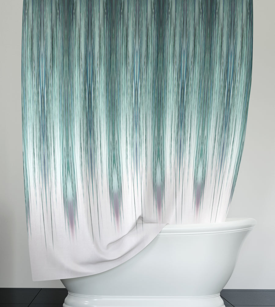 Peacock Rain Stripes Shower Curtain