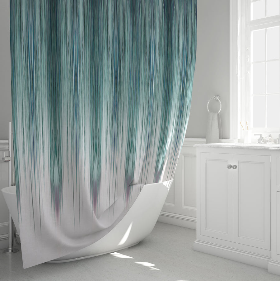 Peacock Rain Stripes Shower Curtain