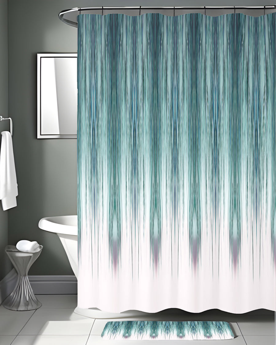 Peacock Rain Stripes Shower Curtain