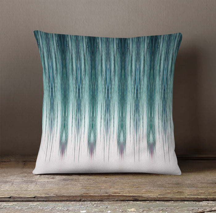 Peacock Rain Stripes Throw Pillow Cover