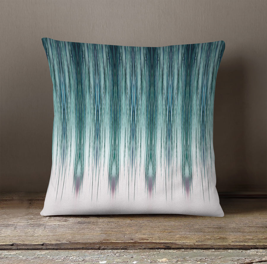 Peacock Rain Stripes Throw Pillow Cover