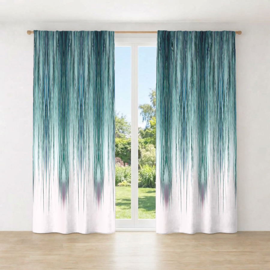 Peacock Rain Window Curtain Panels