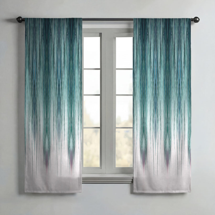 Peacock Rain Window Curtain Panels