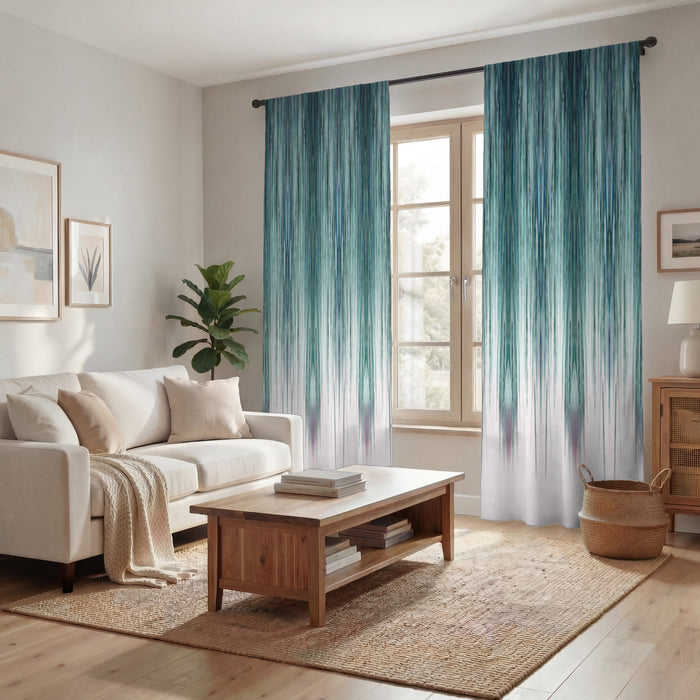 Peacock Rain Window Curtain Panels