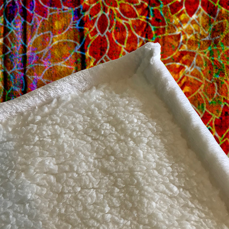 Boho Floral Rags Fleece Sherpa Blanket