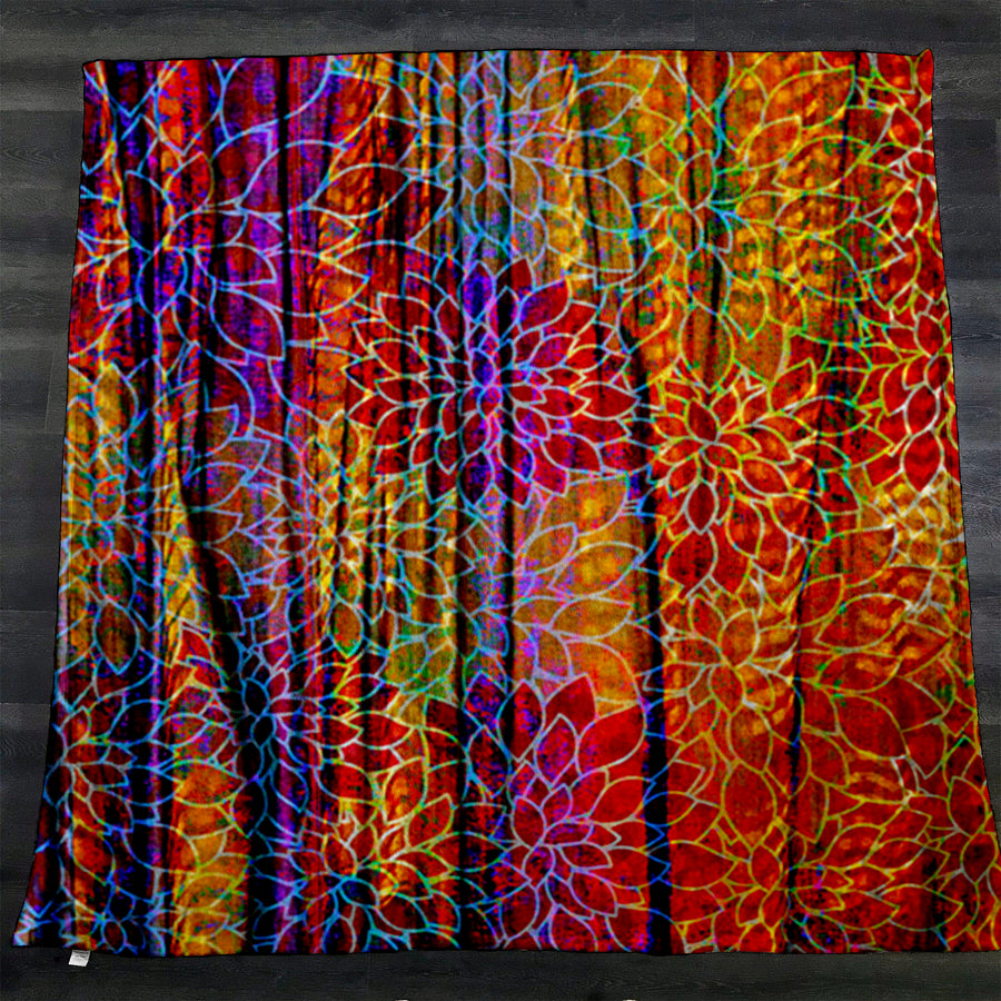Boho Floral Rags Fleece Sherpa Blanket
