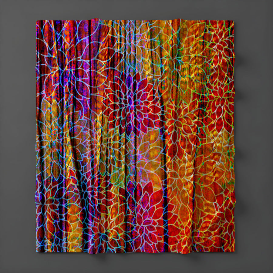 Boho Floral Rags Fleece Sherpa Blanket