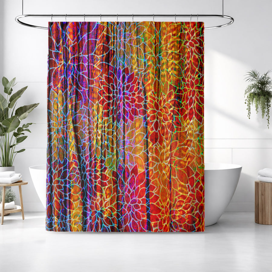 Boho Floral Rags Shower Curtain