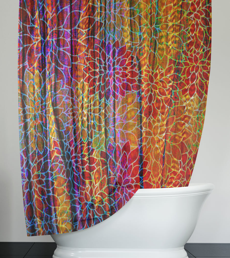 Boho Floral Rags Shower Curtain