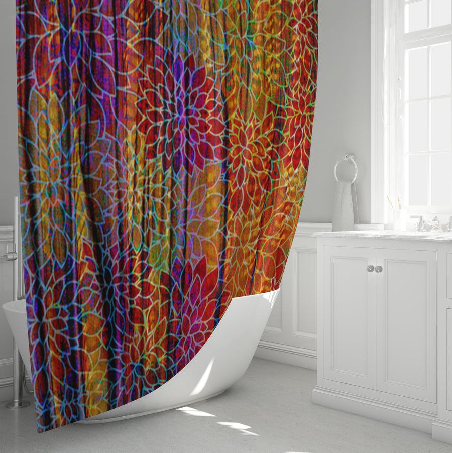 Boho Floral Rags Shower Curtain