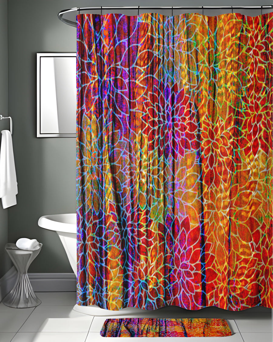 Boho Floral Rags Shower Curtain