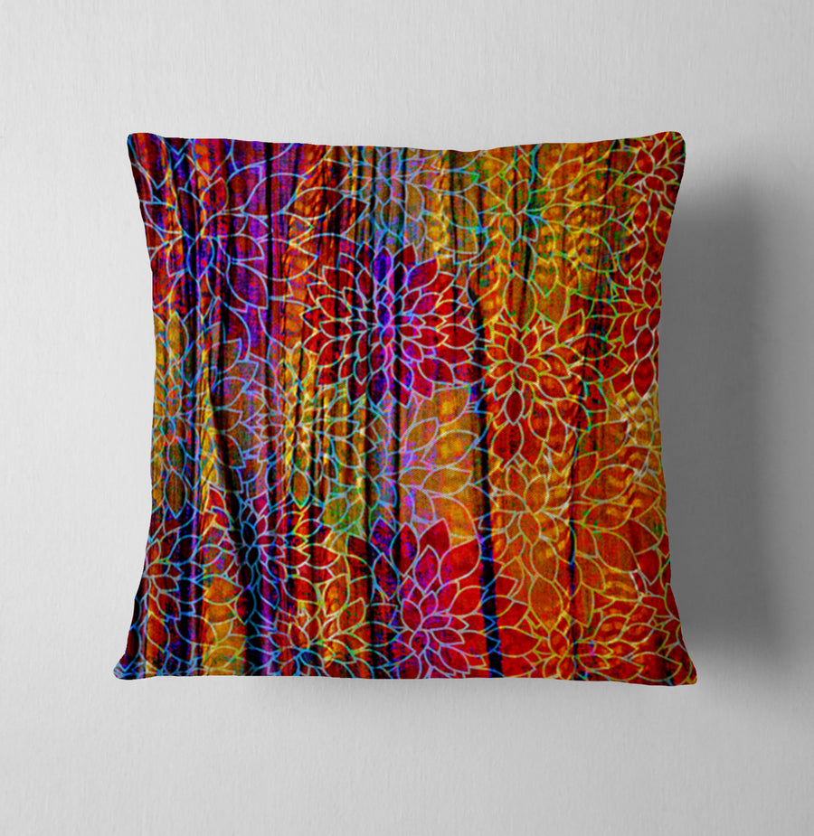 Boho Floral Rags Throw Pillow Cover