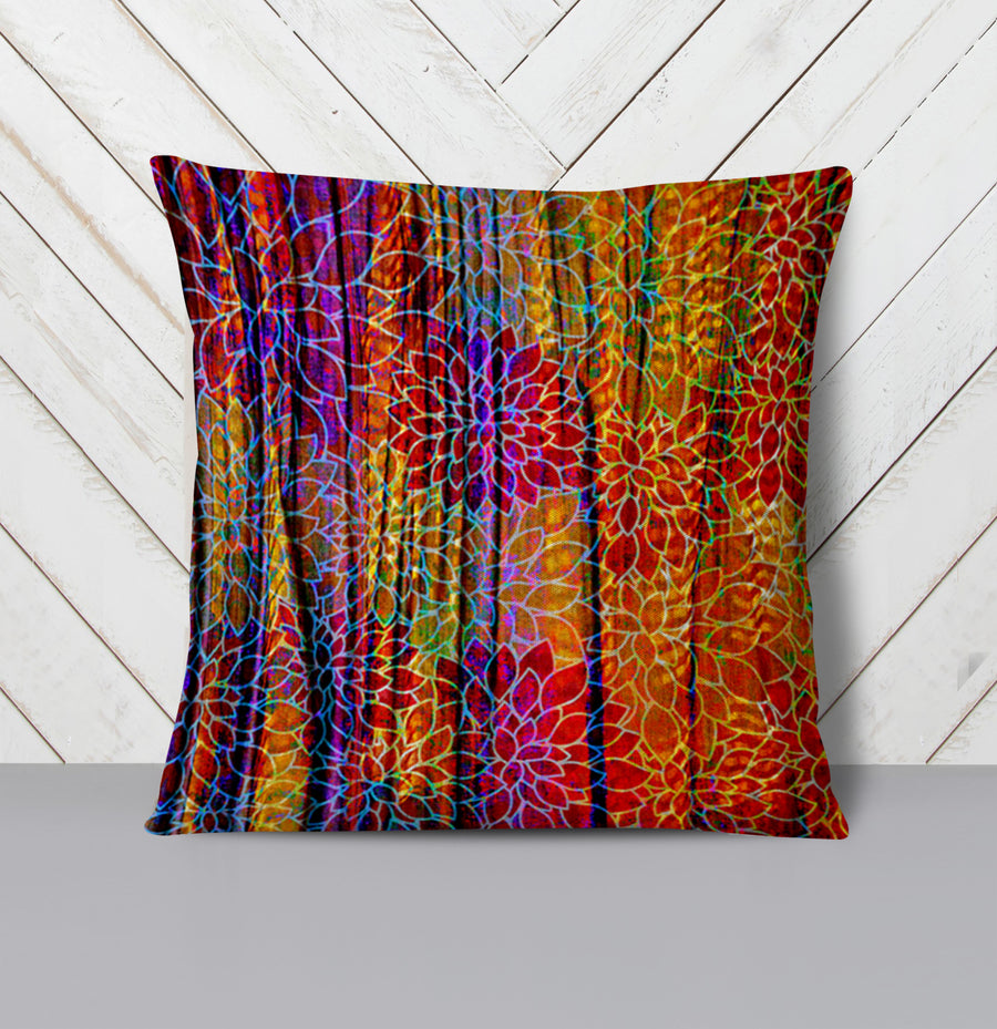 Boho Floral Rags Throw Pillow Cover