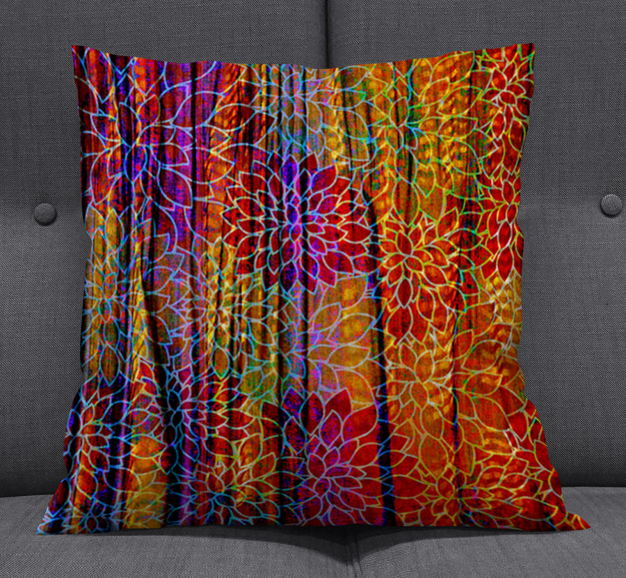 Boho Floral Rags Throw Pillow Cover
