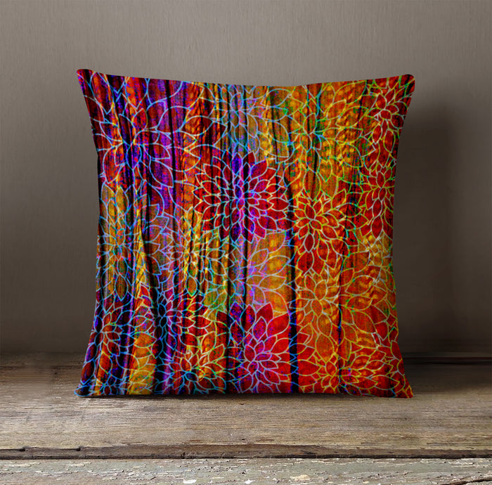 Boho Floral Rags Throw Pillow Cover