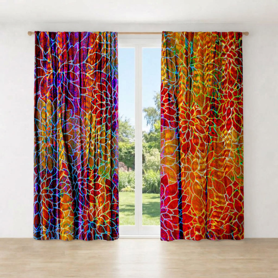 Bohemian Rags Floral Print Window Curtains