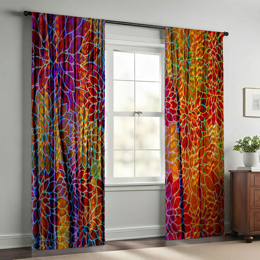 Bohemian Rags Floral Print Window Curtains