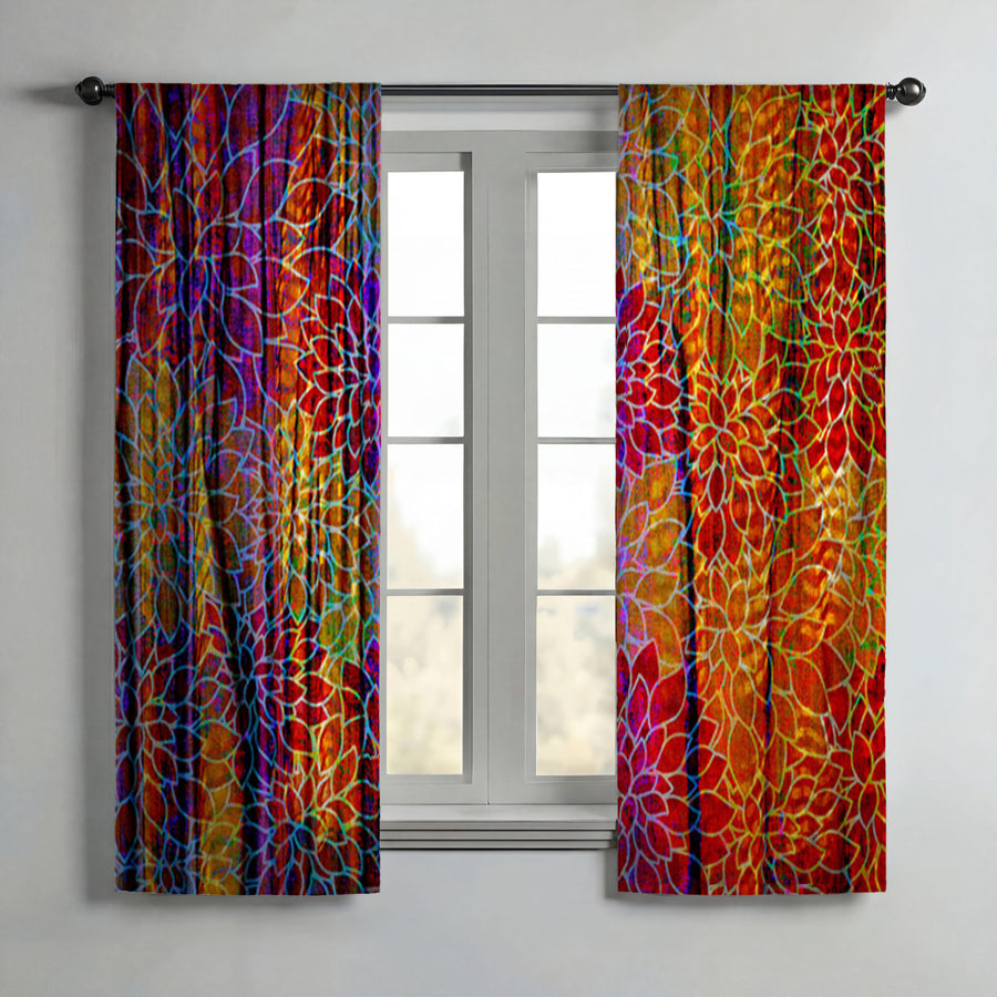 Bohemian Rags Floral Print Window Curtains