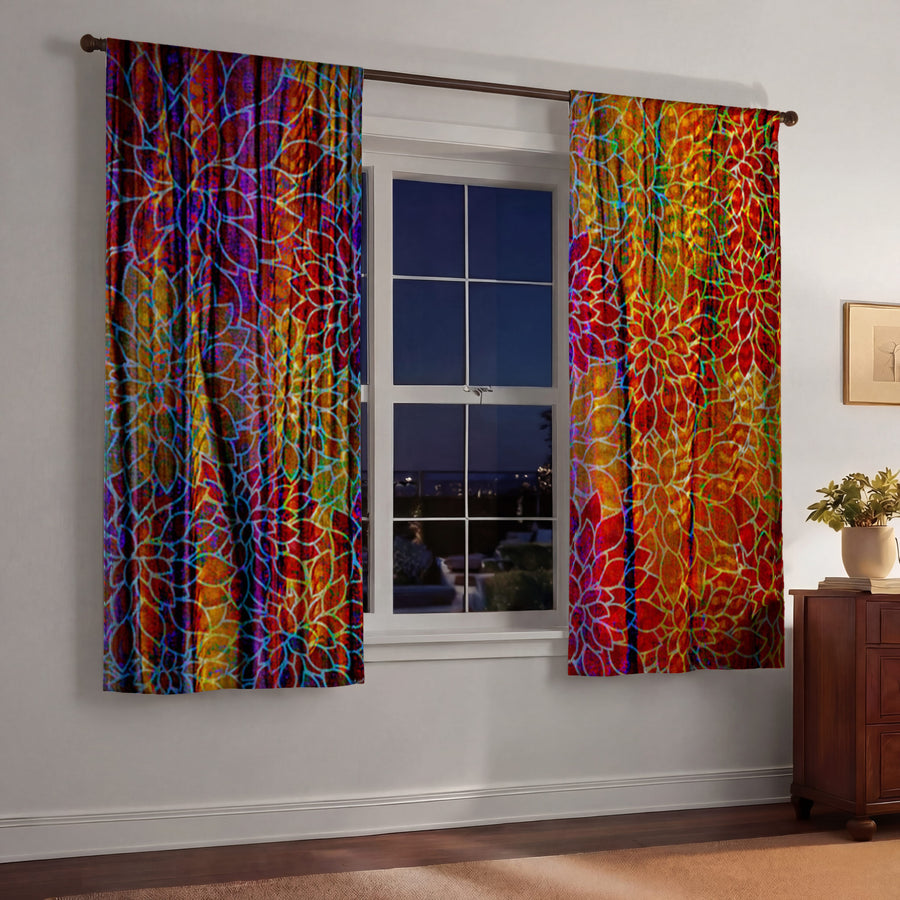 Bohemian Rags Floral Print Window Curtains