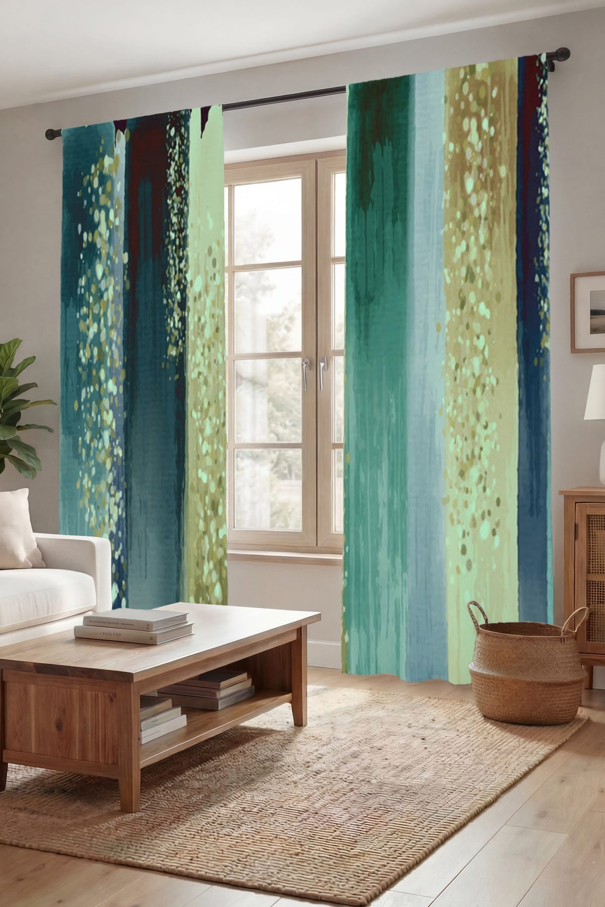 Deja Blue Studios window curtains