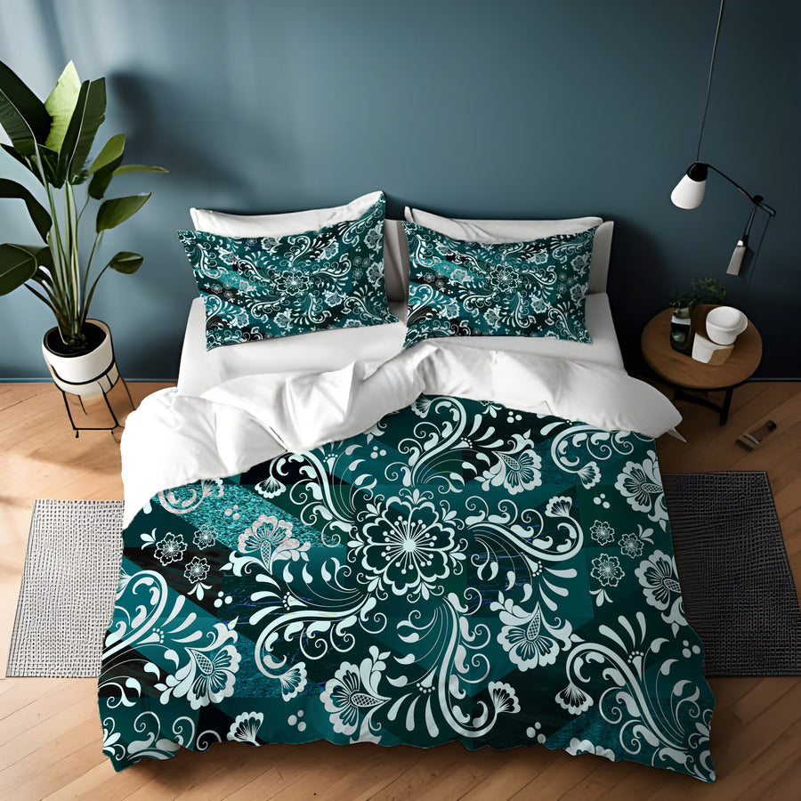 Emerald Ornate Tile Duvet Cover