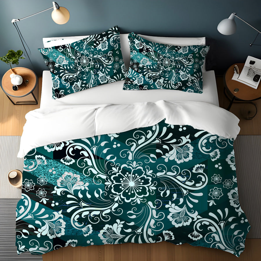 Emerald Ornate Tile Duvet Cover