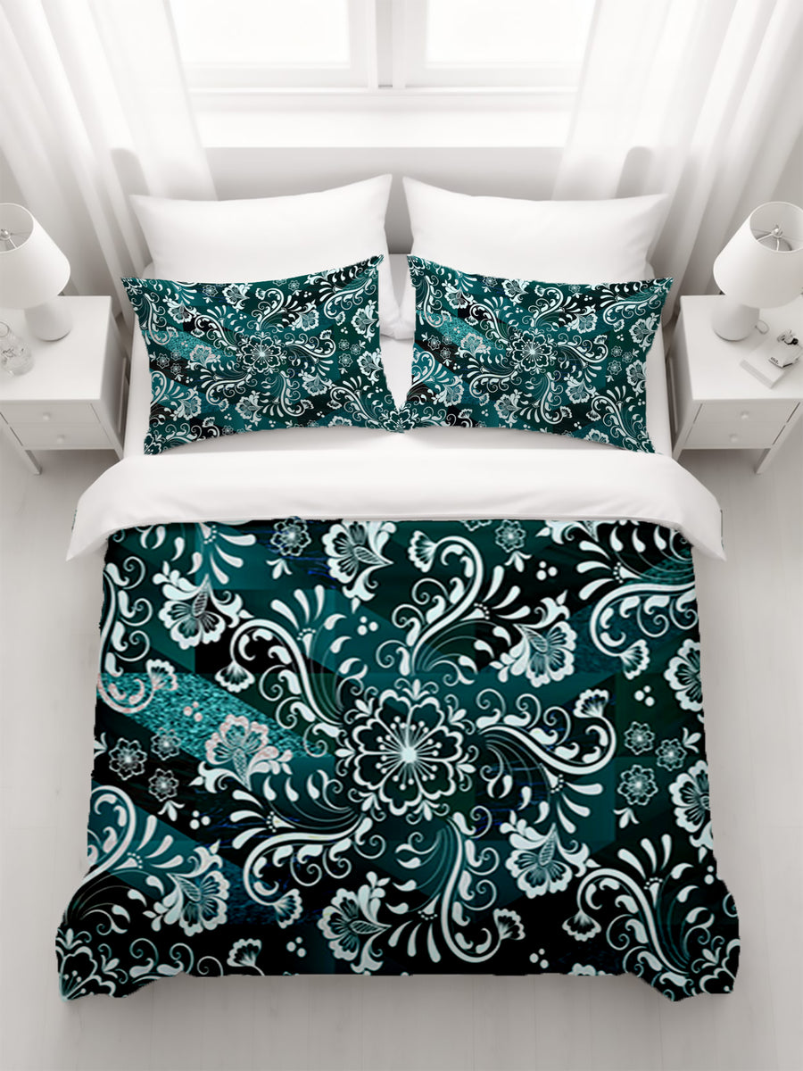 Emerald Ornate Tile Duvet Cover