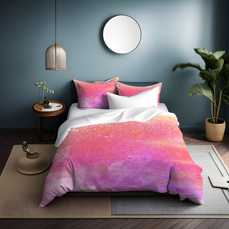Pink Watercolor Texture Pattern Duvet Cover