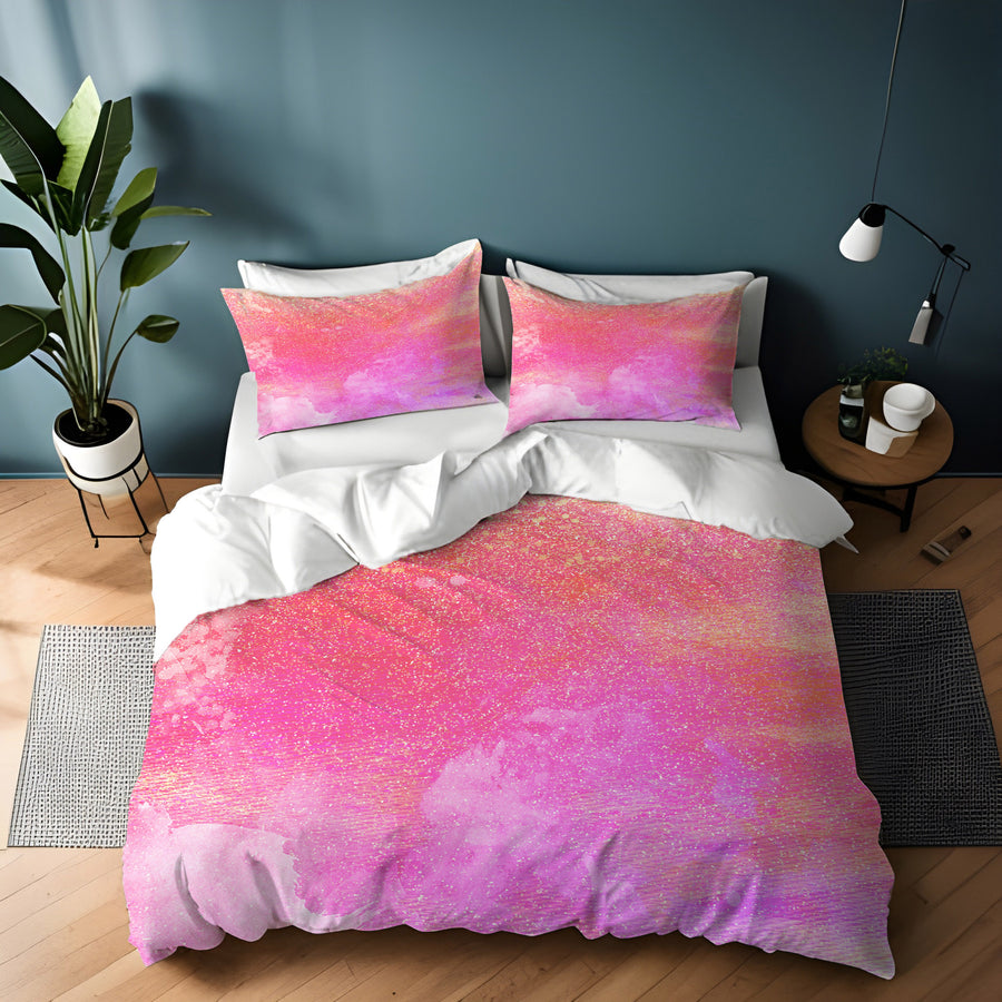 Pink Watercolor Texture Pattern Duvet Cover
