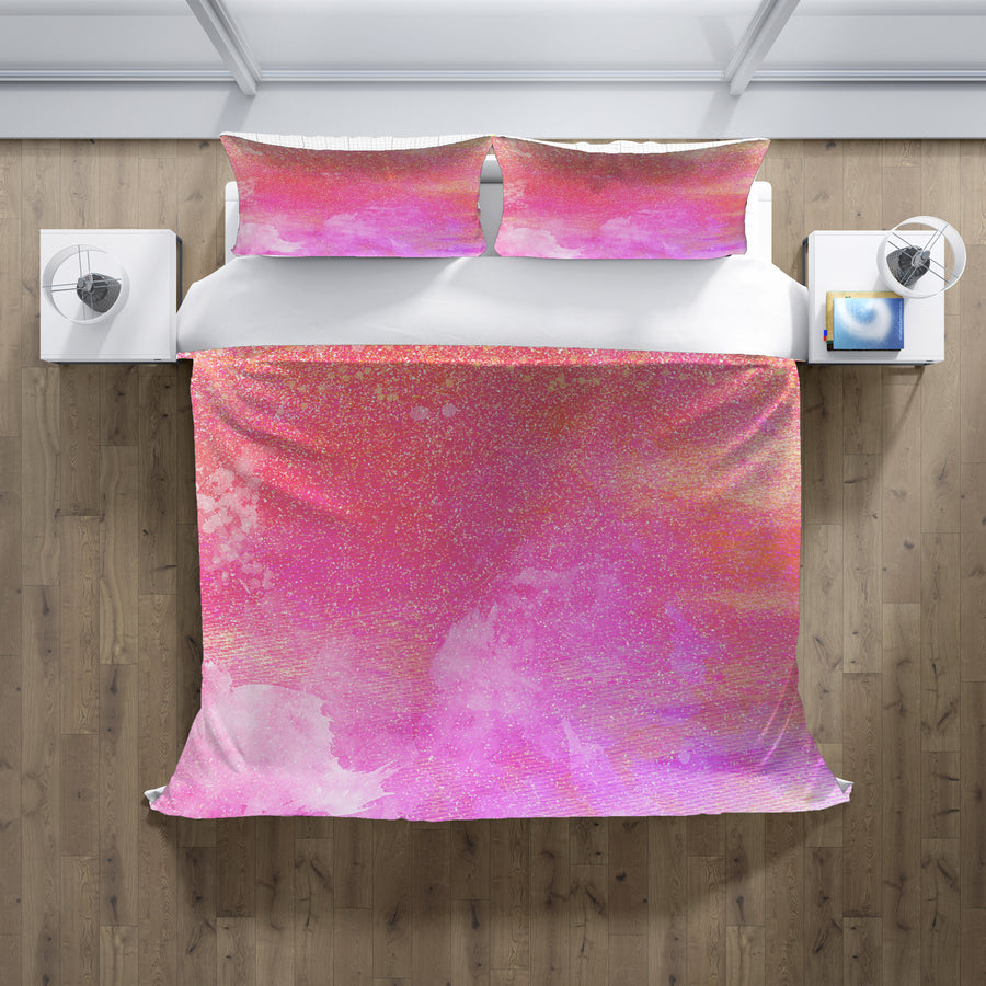 Pink Watercolor Texture Pattern Duvet Cover