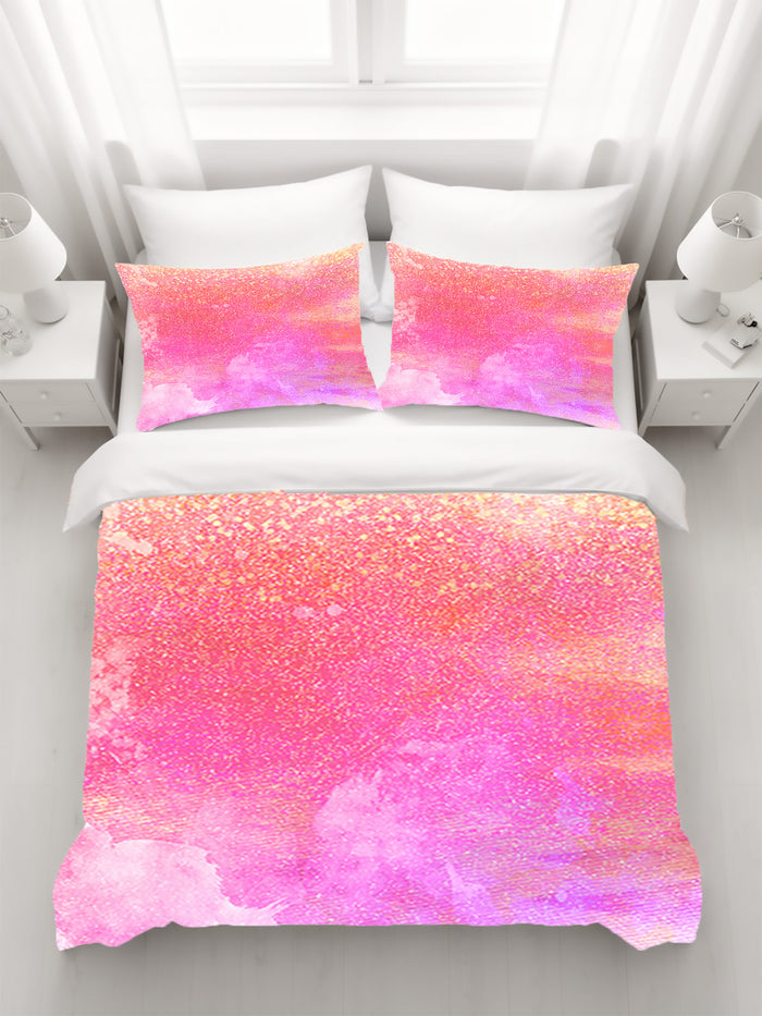 Pink Watercolor Texture Pattern Duvet Cover