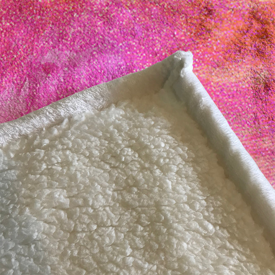 Abstract Pink Shimmer Watercolor Fleece Sherpa Blanket