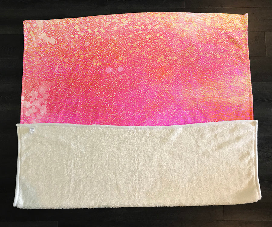 Abstract Pink Shimmer Watercolor Fleece Sherpa Blanket