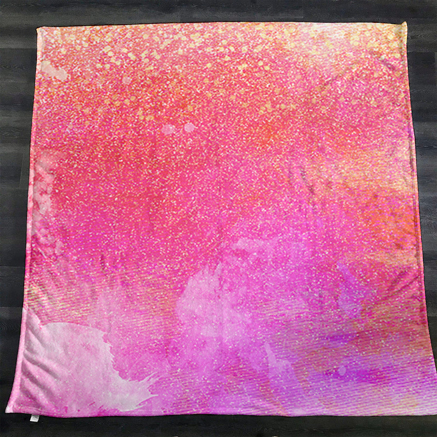 Abstract Pink Shimmer Watercolor Fleece Sherpa Blanket