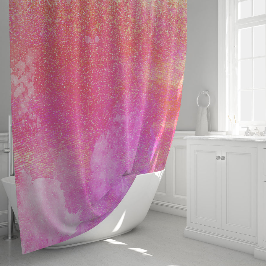 Abstract Pink Shimmer Watercolor Shower Curtain