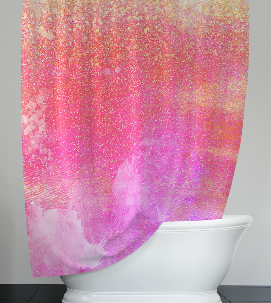 Abstract Pink Shimmer Watercolor Shower Curtain
