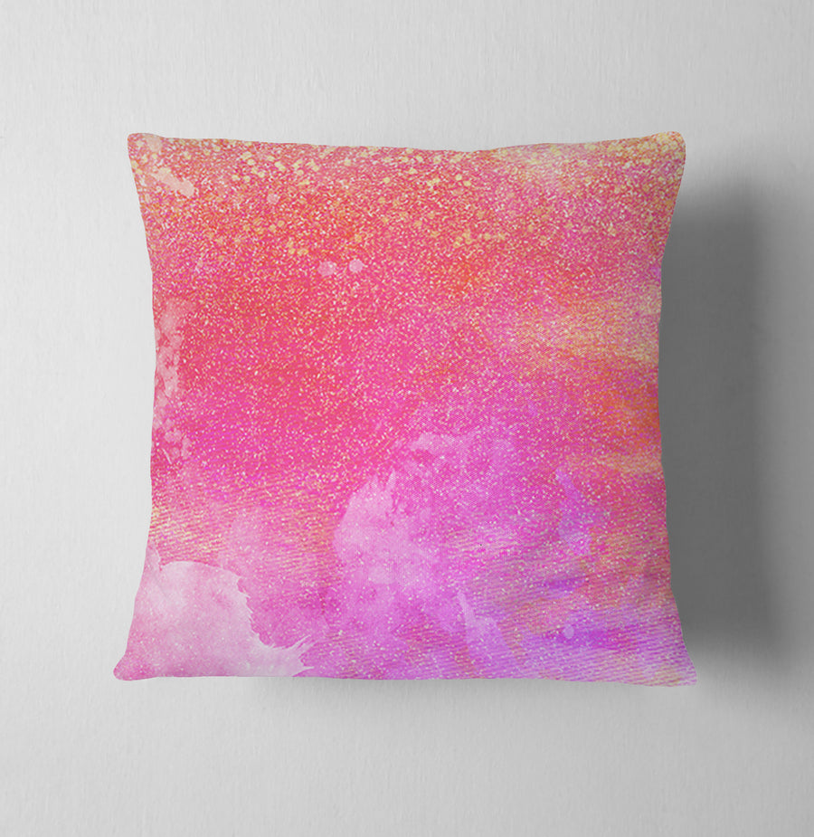 Abstract Pink Shimmer Watercolor Throw Pillow Cover