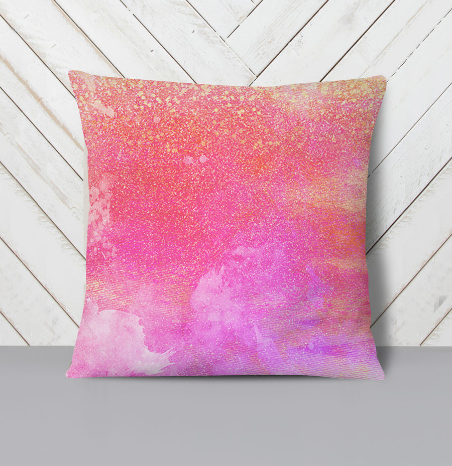Abstract Pink Shimmer Watercolor Throw Pillow Cover