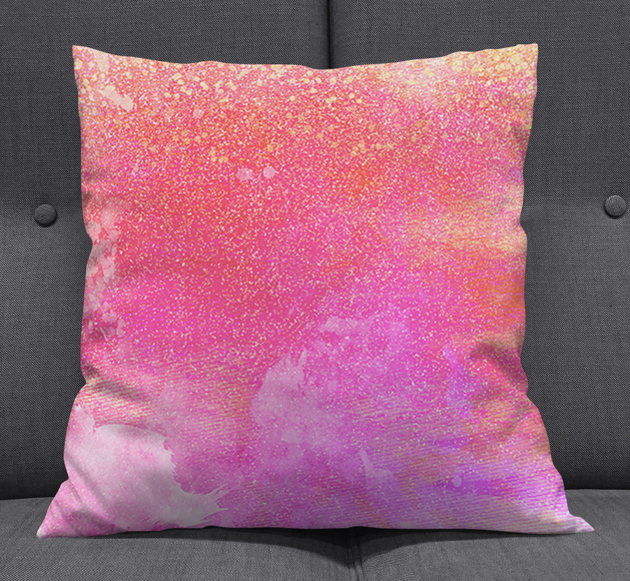 Abstract Pink Shimmer Watercolor Throw Pillow Cover