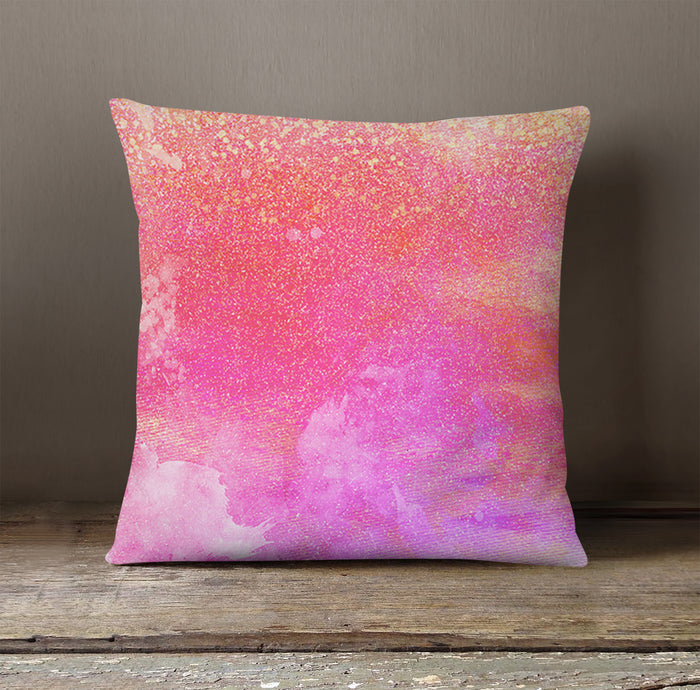 Abstract Pink Shimmer Watercolor Throw Pillow Cover