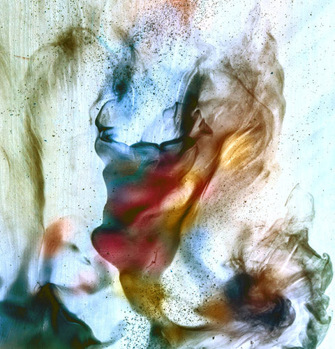 Watercolor Style Blue and Orange Smoke