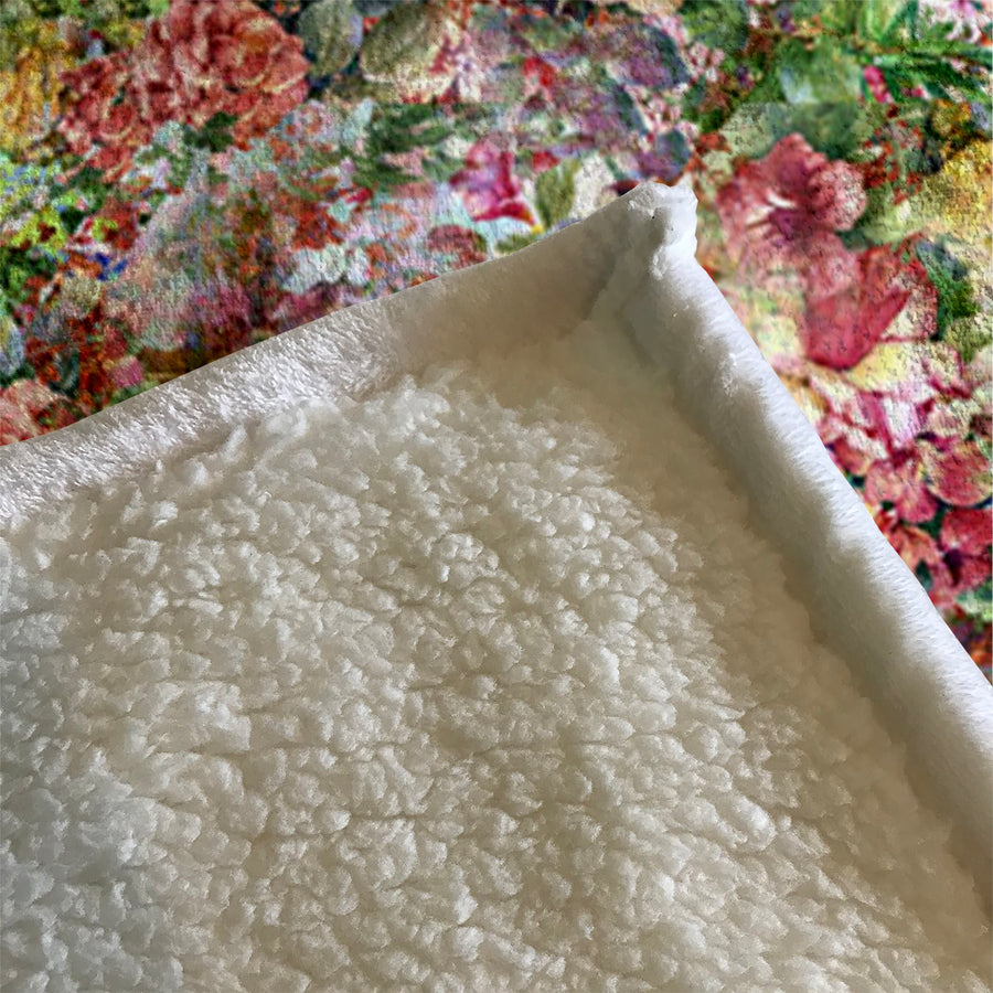Vintage Garden Collage Fleece Sherpa Blanket