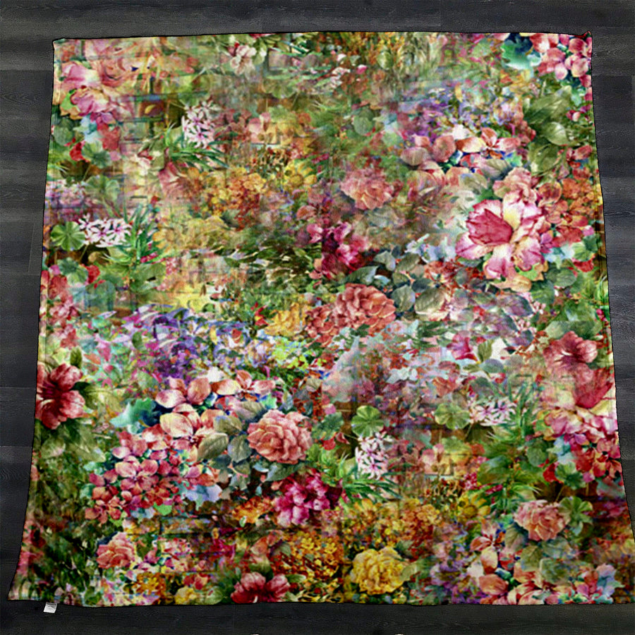 Vintage Garden Collage Fleece Sherpa Blanket